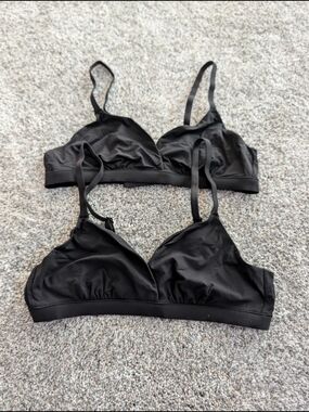 Quince NEW Second Skin Bralette  2-pack Medium Black